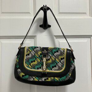 L.A.M.B. Gwen Stefani yellow green white black purse flap bag GORGEOUS RARE